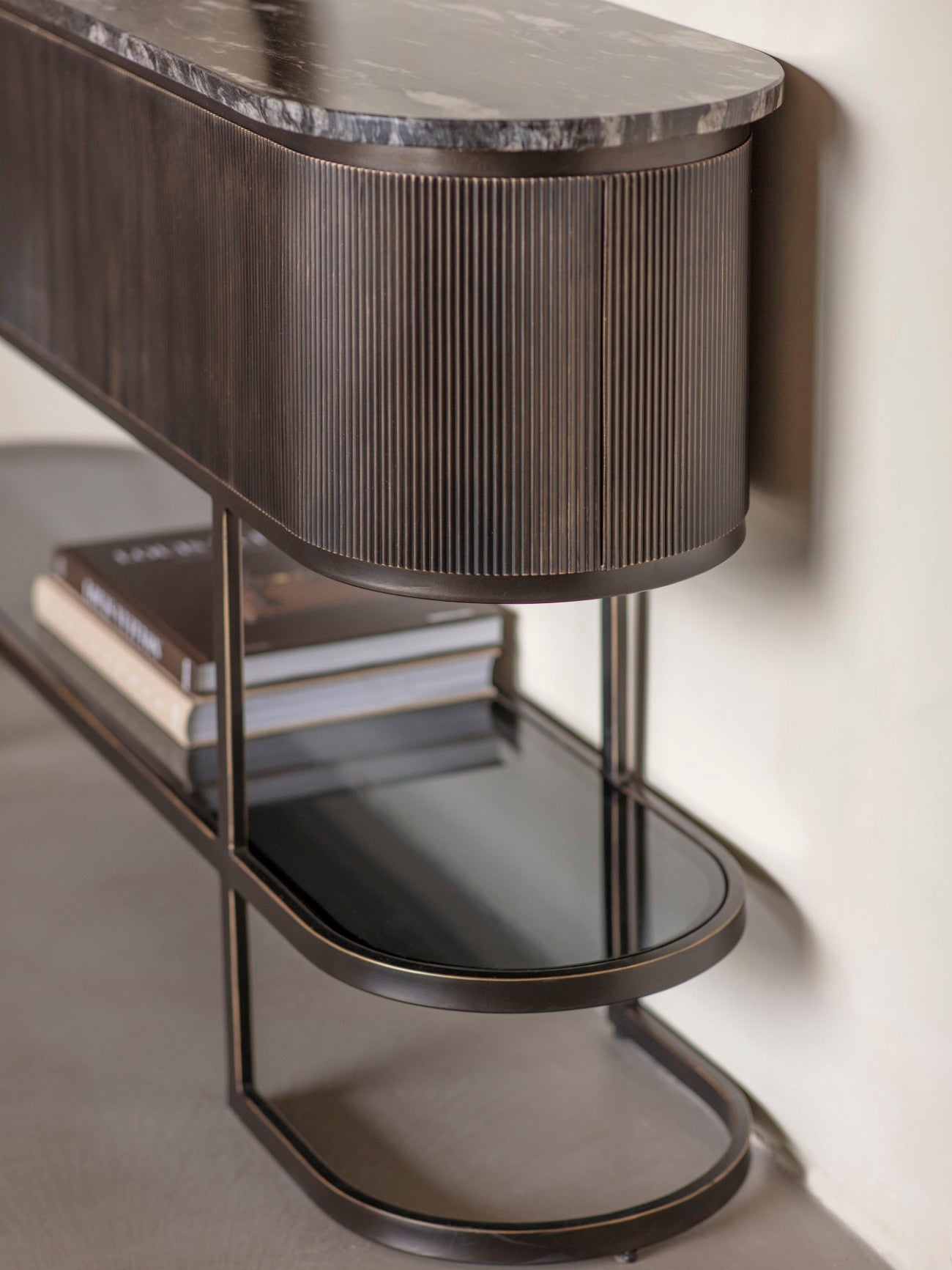 Belvedere Black Marble Console Table